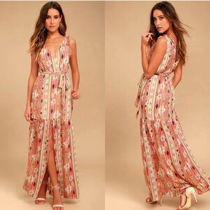 Lulus | Mystical Moment Coral Pink Print Maxi Dress